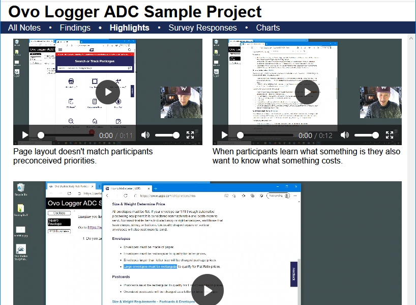 Usability Test Report, Highlights: Ovo Logger